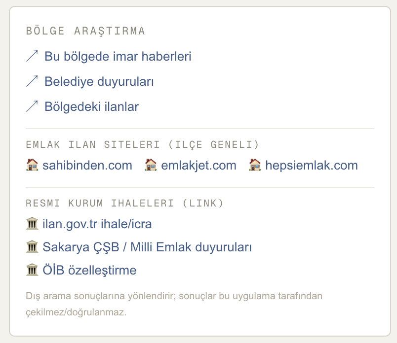 Bölgeyi tek panelden araştırın